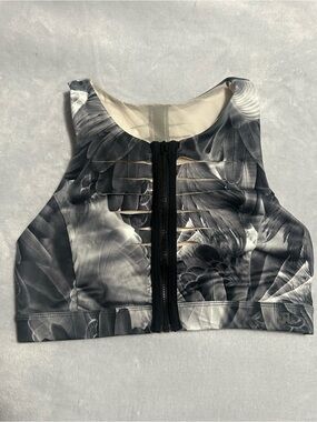 Women’s Dance Top from Jo and Jax in grey and black feather print